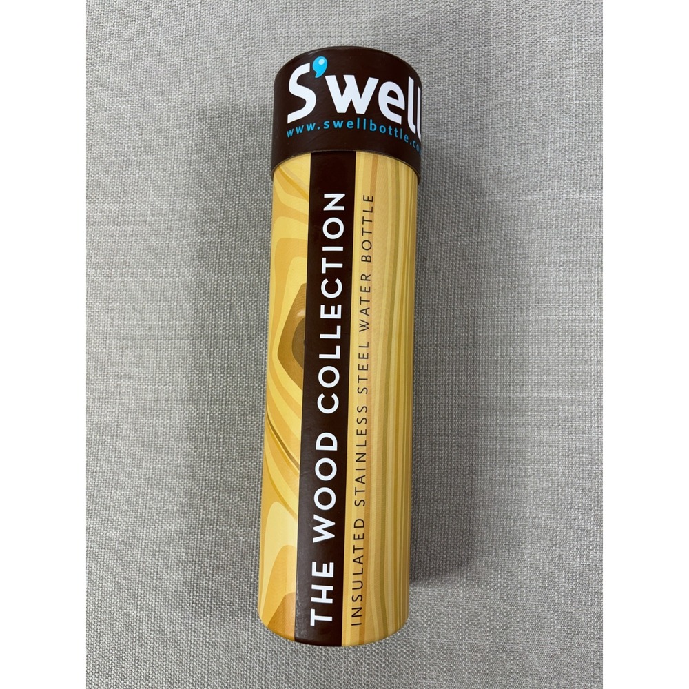 S'well NWOT Teak Woodgrain Water Bottle Insulated Metal Water Bottle 17oz